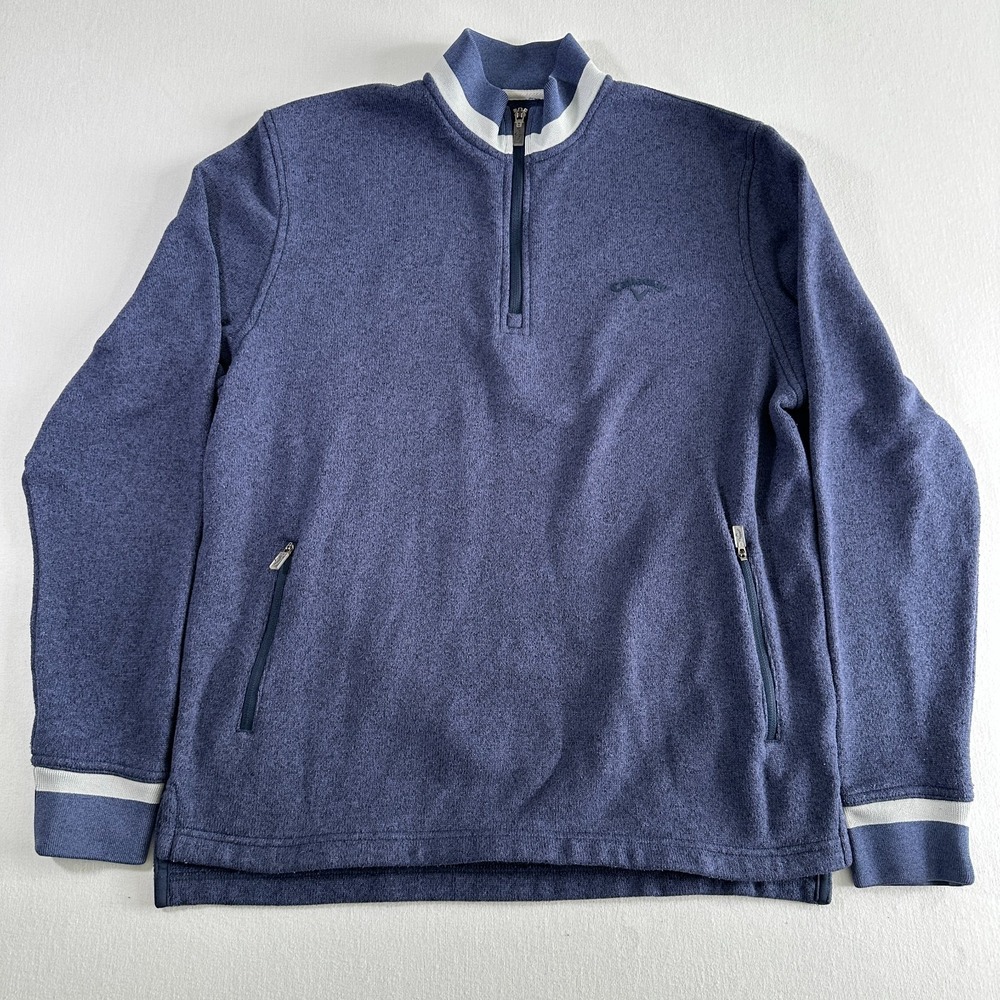 Callaway Golf Quarter Zip Pullover Mens M Blue Fleece Long Sleeve